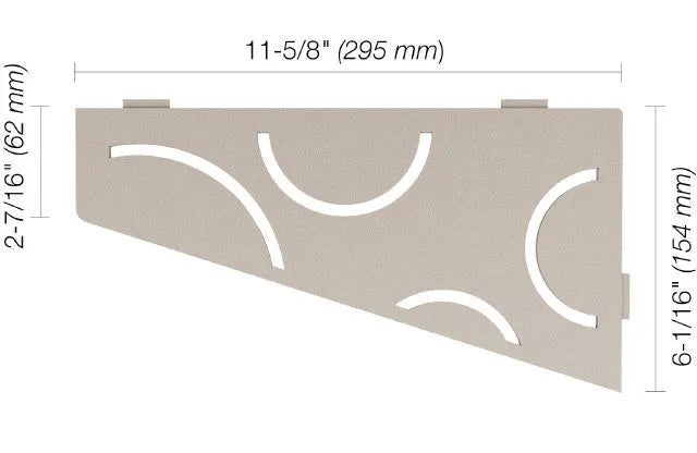SES3D6TSBG - Schluter SHELF-E Étagère de coin quadrilaterale modèle Curve - aluminium grège