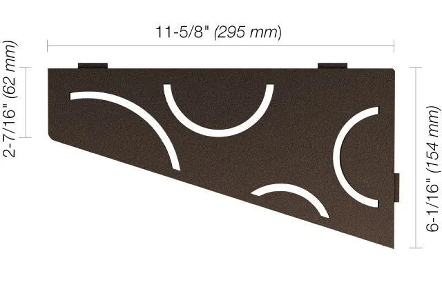 SES3D6TSOB - Schluter SHELF-E Étagère de coin quadrilaterale modèle Curve - aluminium bronze