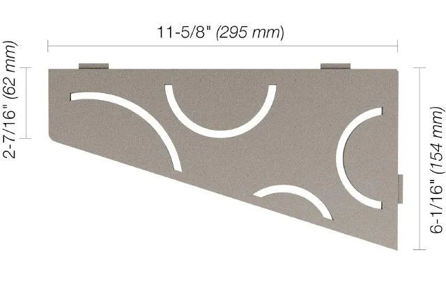 SES3D6TSSG - Schluter SHELF-E Étagère de coin quadrilaterale modèle Curve - aluminium gris pierre
