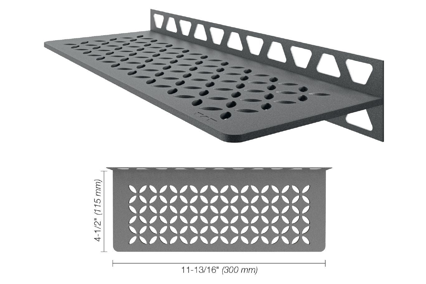 Schluter - SHELF-W Étagère murale rectangulaire modèle Floral aluminium étain