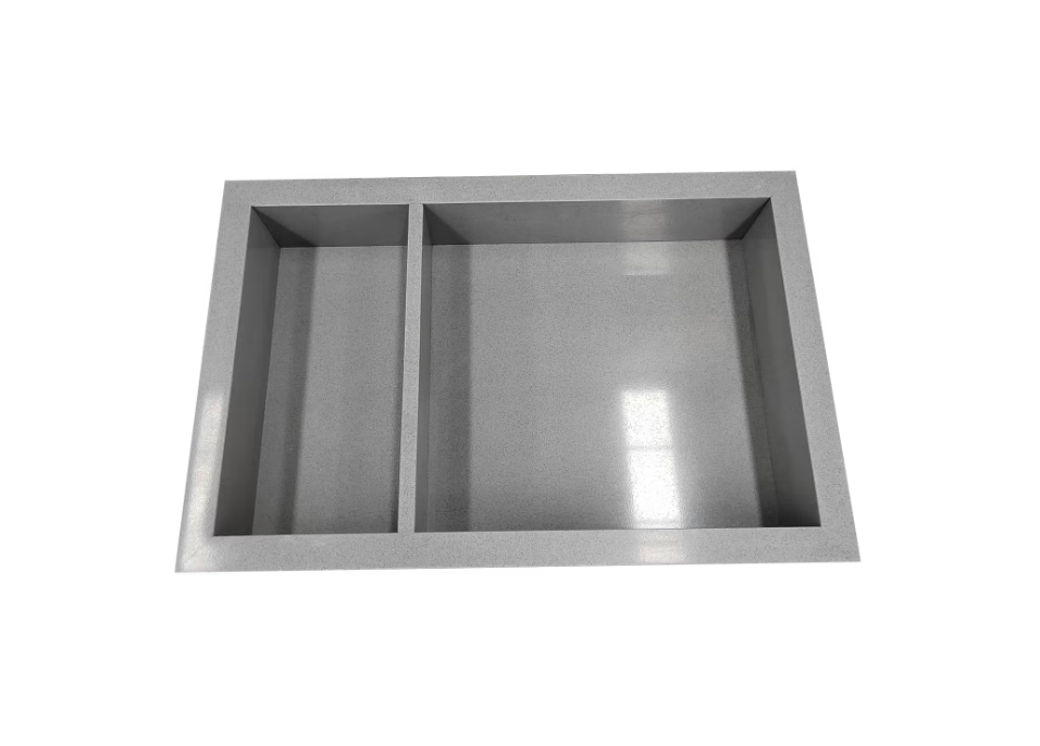 Fusion - Atlantic Grey 16" x 24" - Shower Niche with Engineered Stone Shelf ||SNDGR-MS