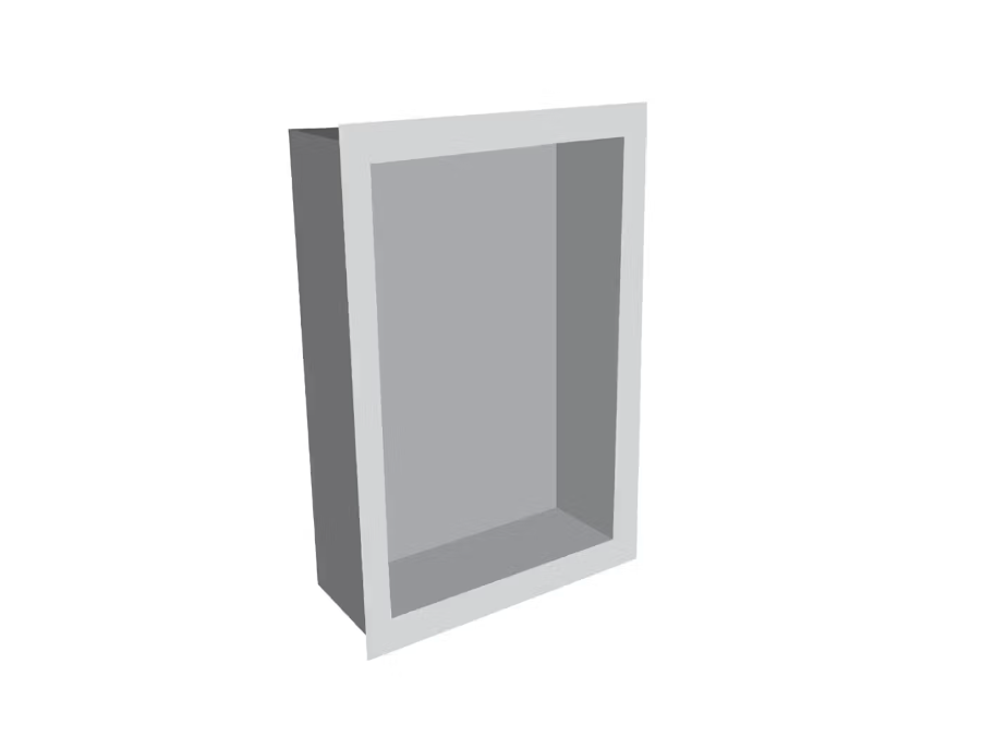 Fusion - Super White 16" x 24" - Square Frame Shower Niche without Shelf in Engineered Stone ||SNSW-SQ
