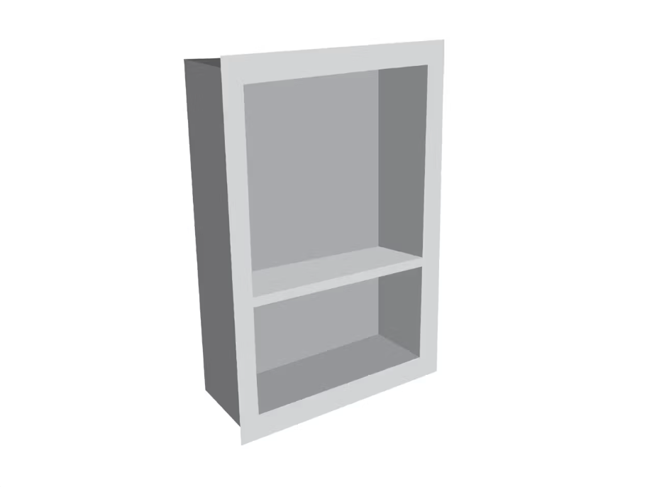 Fusion - Thassos White 16" x 24" - Shower Niche with Engineered Stone Shelf ||SNWHT-MS