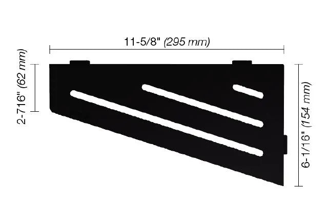 SES3D10MGS - Schluter SHELF-E Étagère de coin quadrilaterale modèle Wave - aluminium noir mat