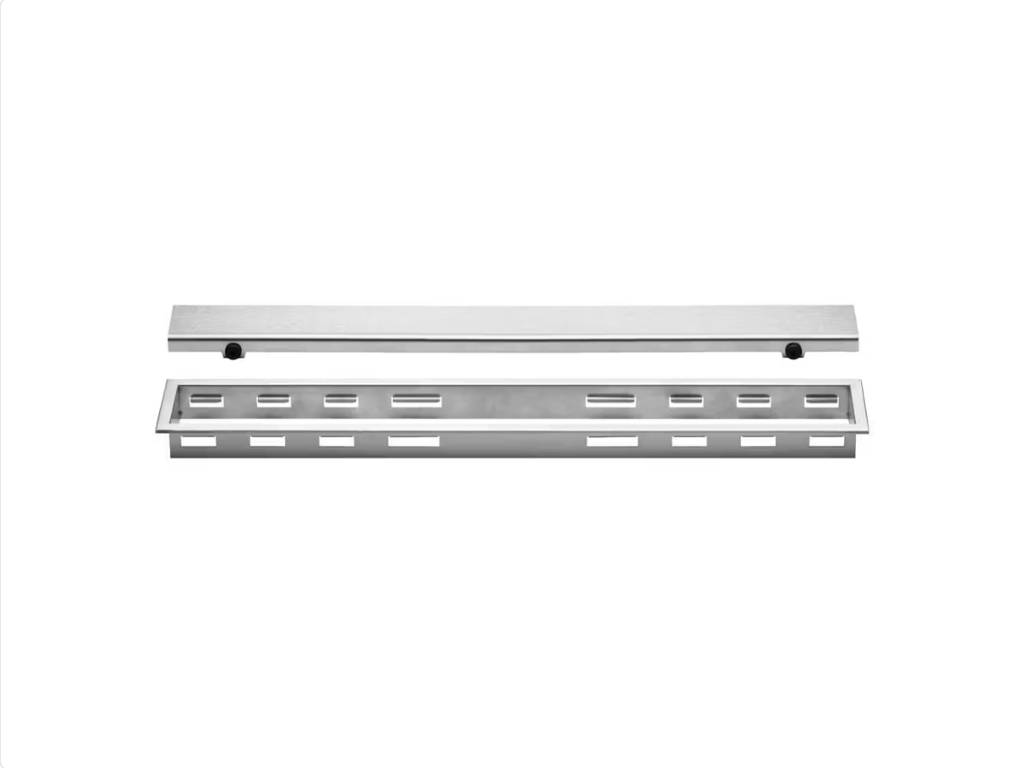 Schluter KERDI-LINE Recessed Linear Drain with Solid Grate Design - Brushed Stainless Steel (V4) 1-1/8" x 31-1/2" ||KL1AR30EB80