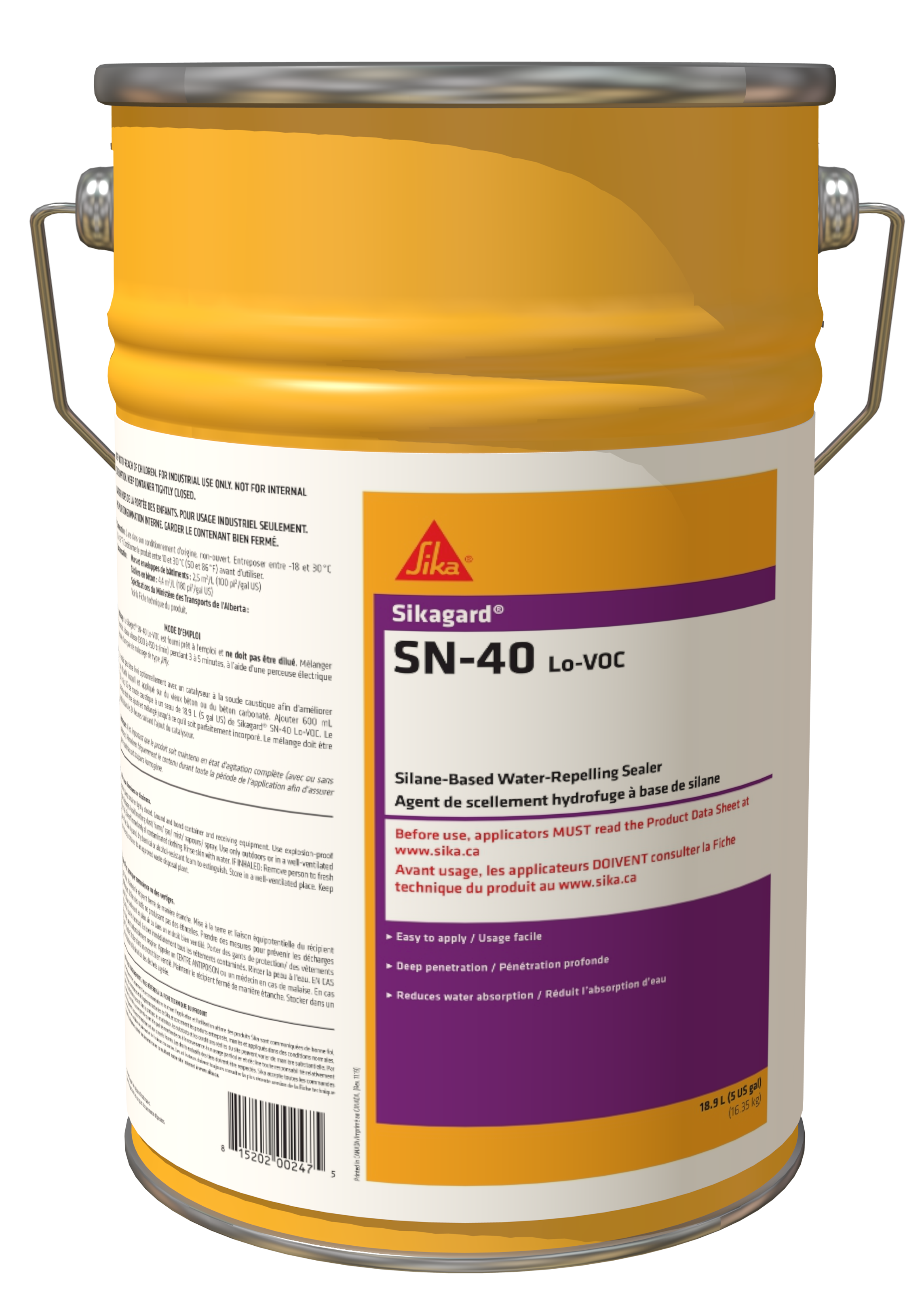 Sika - Sikagard Sn-40 Lo-Voc Agent de scellement hydrofuge 18.9 L