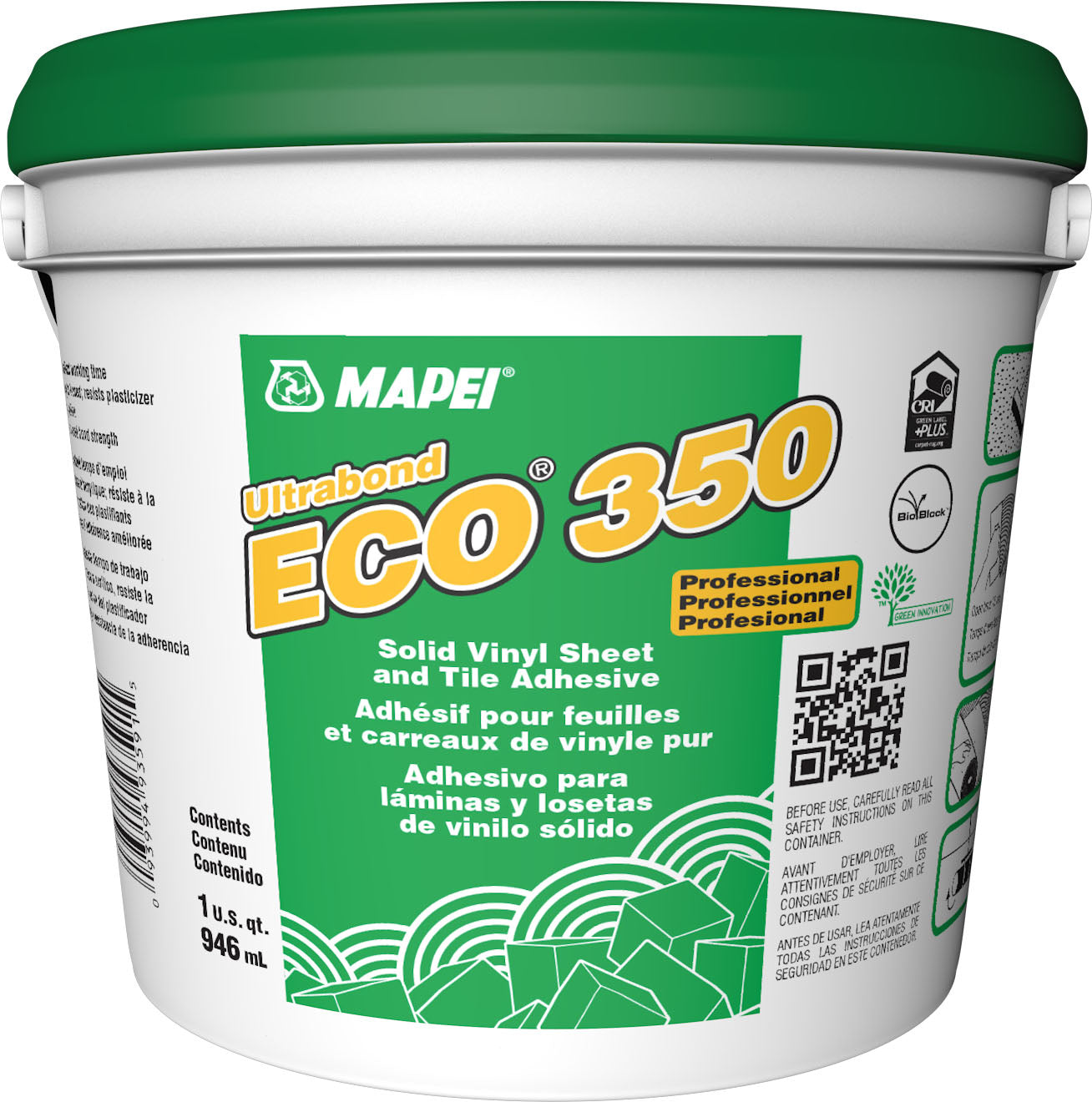 Mapei - Ultrabond ECO 350 Adhésif de qualité professionnelle pour feuilles et carreaux de vinyle pur 946 ml