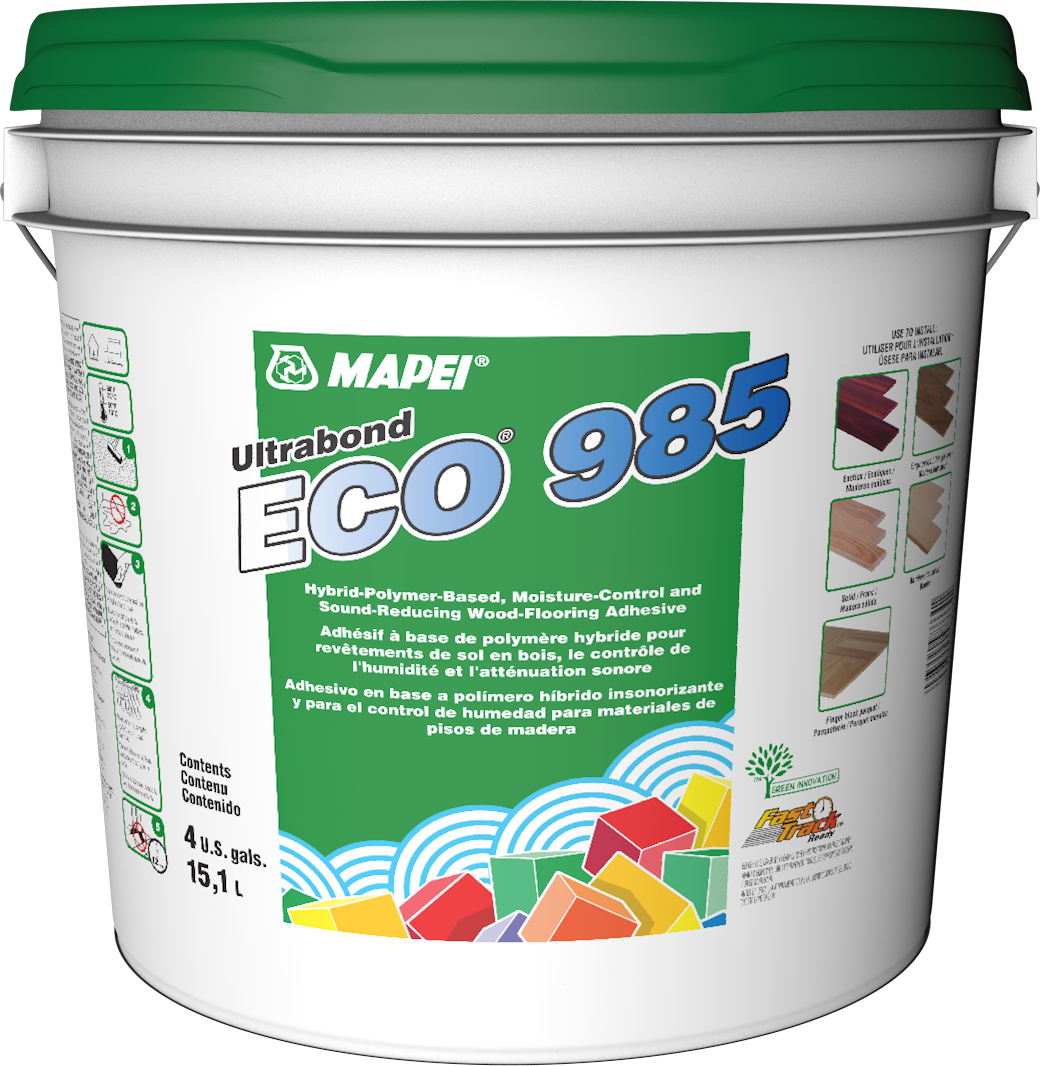 Mapei - Ultrabond ECO 985 Adhésif à base de polymère hybride pour revêtements de sol en bois, le contrôle de l'humidité et l'atténuation sonore - 15.1 L