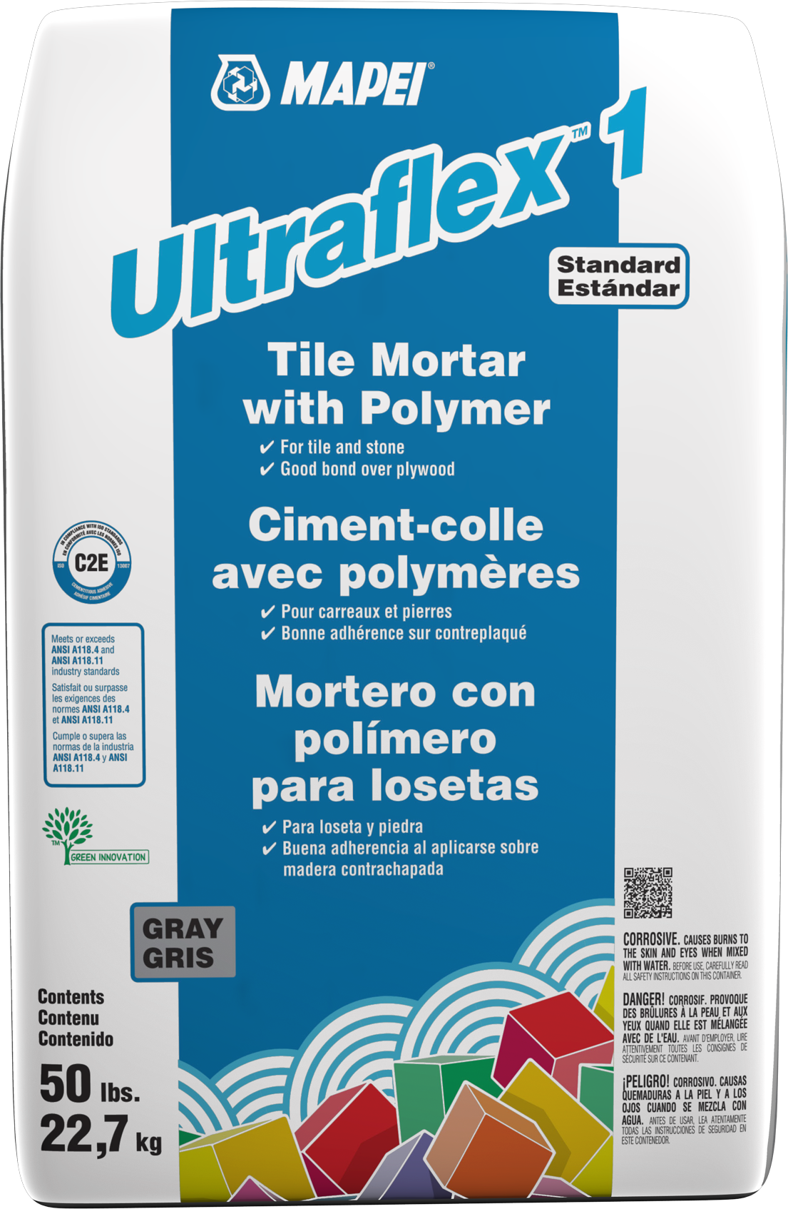 Mapei - Ultraflex 1 Ciment-colle modifié aux polymères, Gris - 50 lb