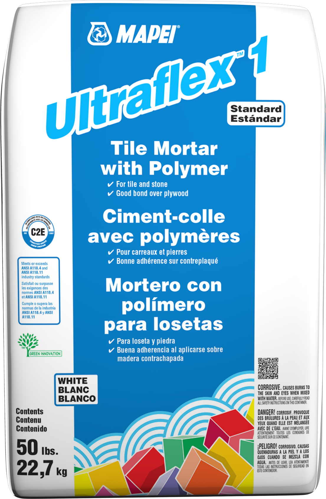 Mapei - Ultraflex 1 Ciment-colle modifié aux polymères, Blanc - 50 lb