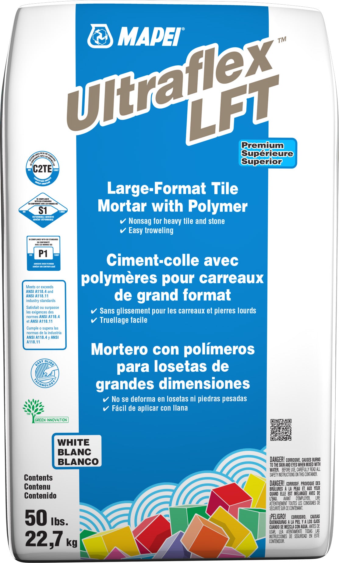 Mapei - Ultraflex LFT Ciment-colle pour carreaux lourds de grand format, Blanc - 50 lb