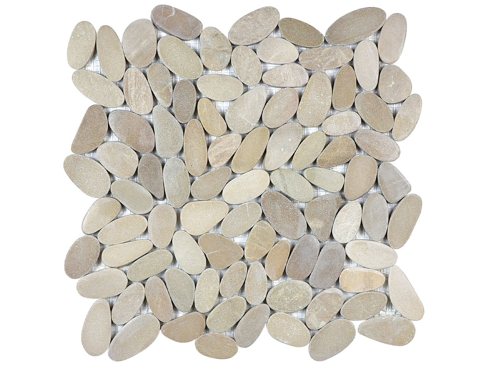 Anatolia - Mosaïque de pierre naturelle Zen Driftwood Tan Caillou plat mat 12" x 12"
