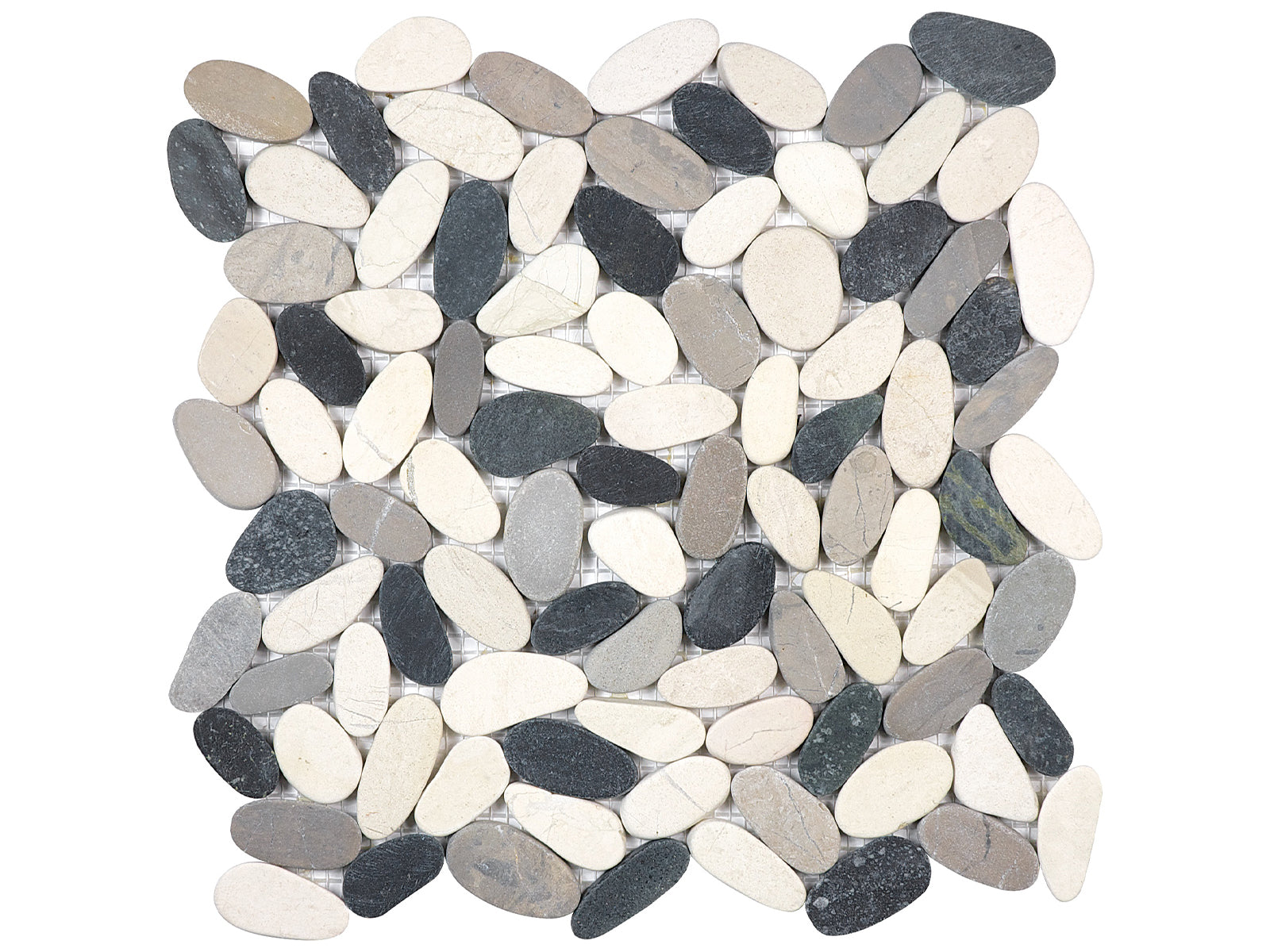 Anatolia - Mosaïque de pierre naturelle Zen Tranquil Cool Blend Caillou plat mat 12" x 12"