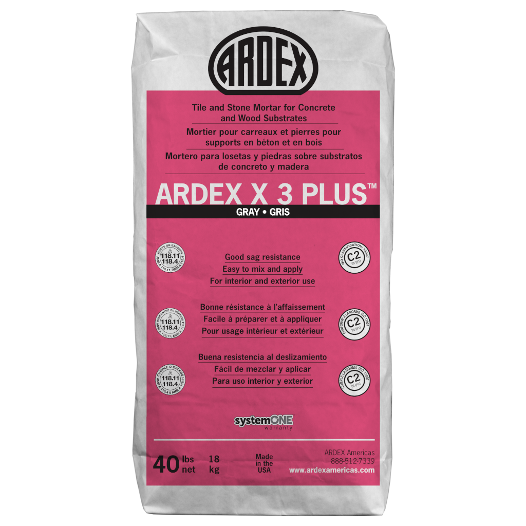 Ardex - X 3 PLUS Mortier pour carreaux et pierres de grand format, Gris - 40 lb