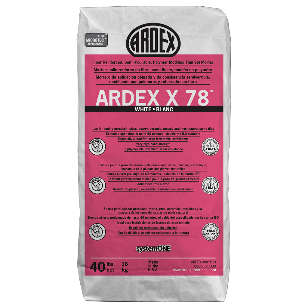 Ardex - X 78 Mortier-colle semi-fluide renforcé de fibre, Blanc - 40 lb
