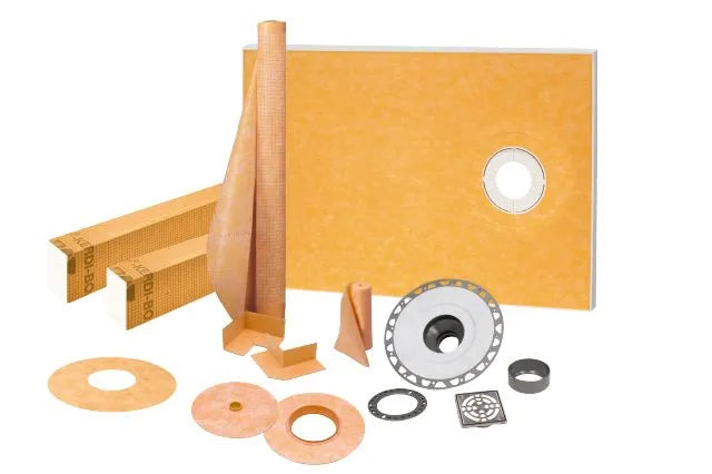 Schluter - KERDI-SHOWER-KIT Ensemble de douche avec position de sortie décentrée sans grille avec 2" ABS bride - 38" x 60" ||KSK9651525SABS