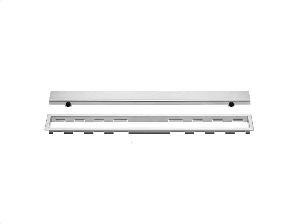 Schluter KERDI-LINE Recessed Linear Drain with Solid Grate Design - Brushed Stainless Steel (V4) 3/4" x 51-3/16" ||KL1AR19EB130