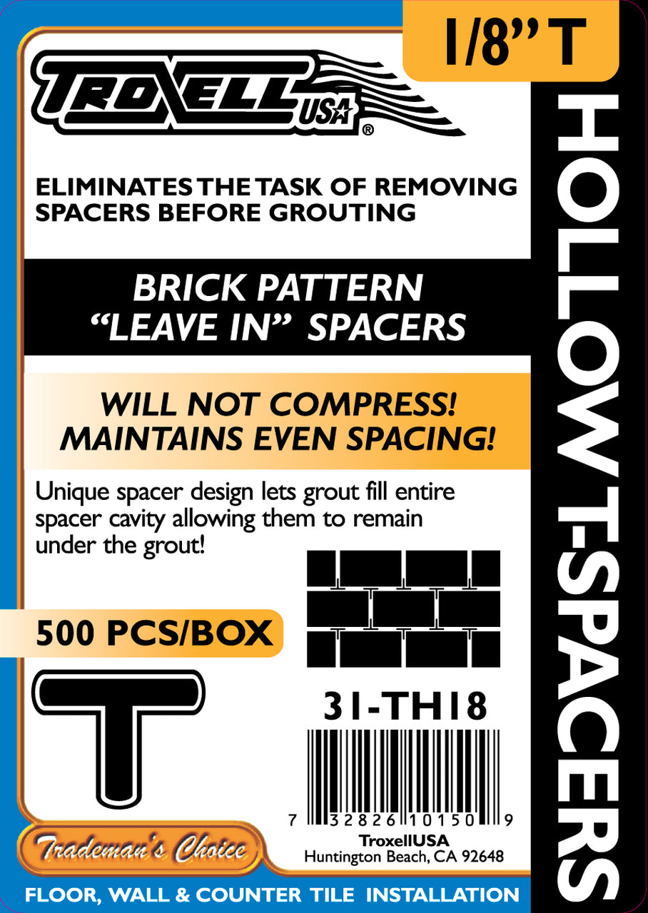 Troxell - Espaceurs en T creux 1/8" (paquet de 500)