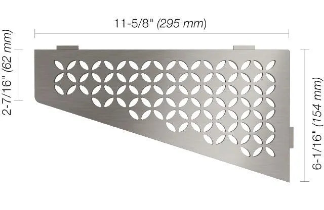 SES3D5EB - Schluter SHELF-E Étagère de coin quadrilaterale modèle Floral - acier inoxydable (V2) brossé