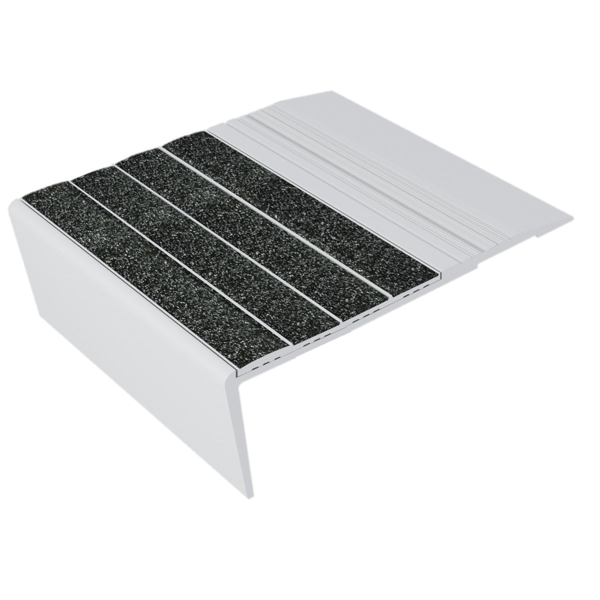 Kinesik - Ecoglo F6B-N30 Nez de marche à angle droit en aluminium anodisé avec bandes antidérapantes noires 3.1" (vendu en pied linéaire)