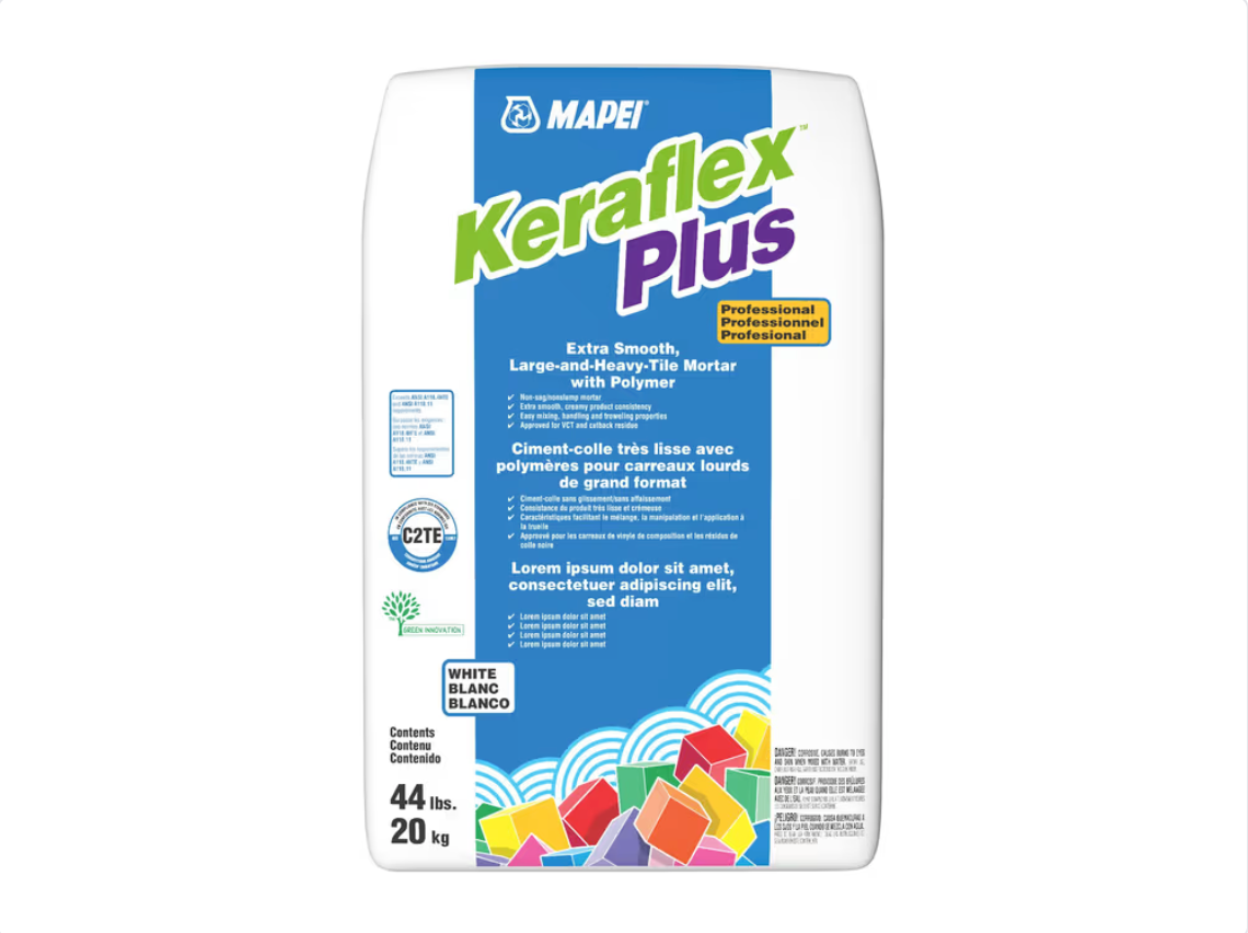 Mapei - Keraflex Plus Very Smooth Mortar for Large Format Heavy Tiles, White - 44 lb ||1194820