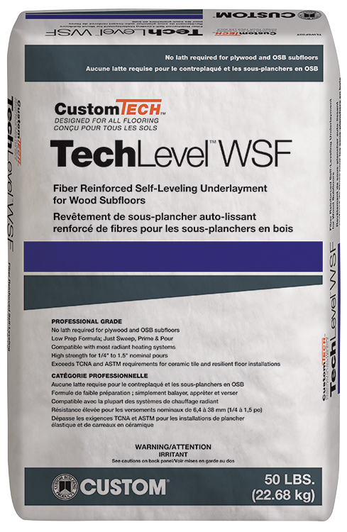 CustomTech - Sous-couche autonivelante renforcée de fibres pour les sous-planchers en bois TechLevel WSF 50 lb