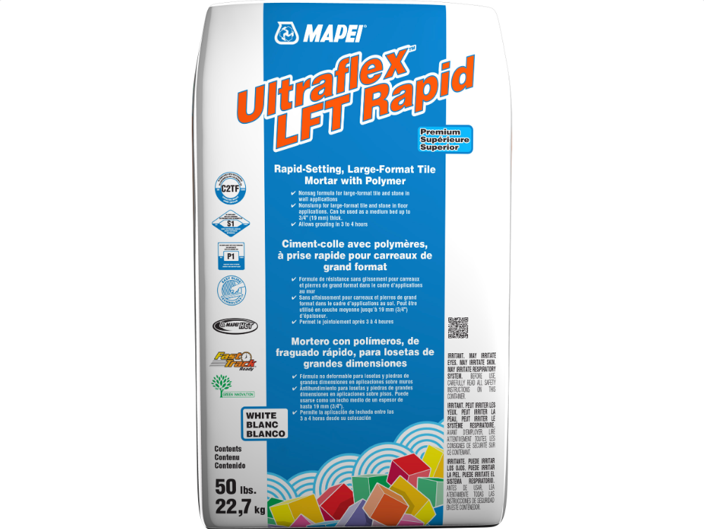 Mapei Ultraflex LFT Rapid - Blanc 50 lb - Ciment-colle à prise rapide pour carreaux lourds de grand format