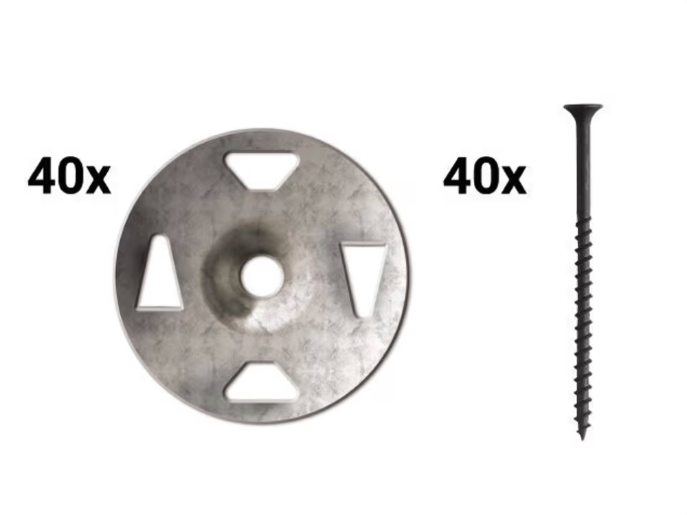 Schluter - KERDI-BOARD-ZS/-ZT Vis et rondelles - acier galvanisé 1-5/8" (paquet de 40) ||KBZS35GT32Z