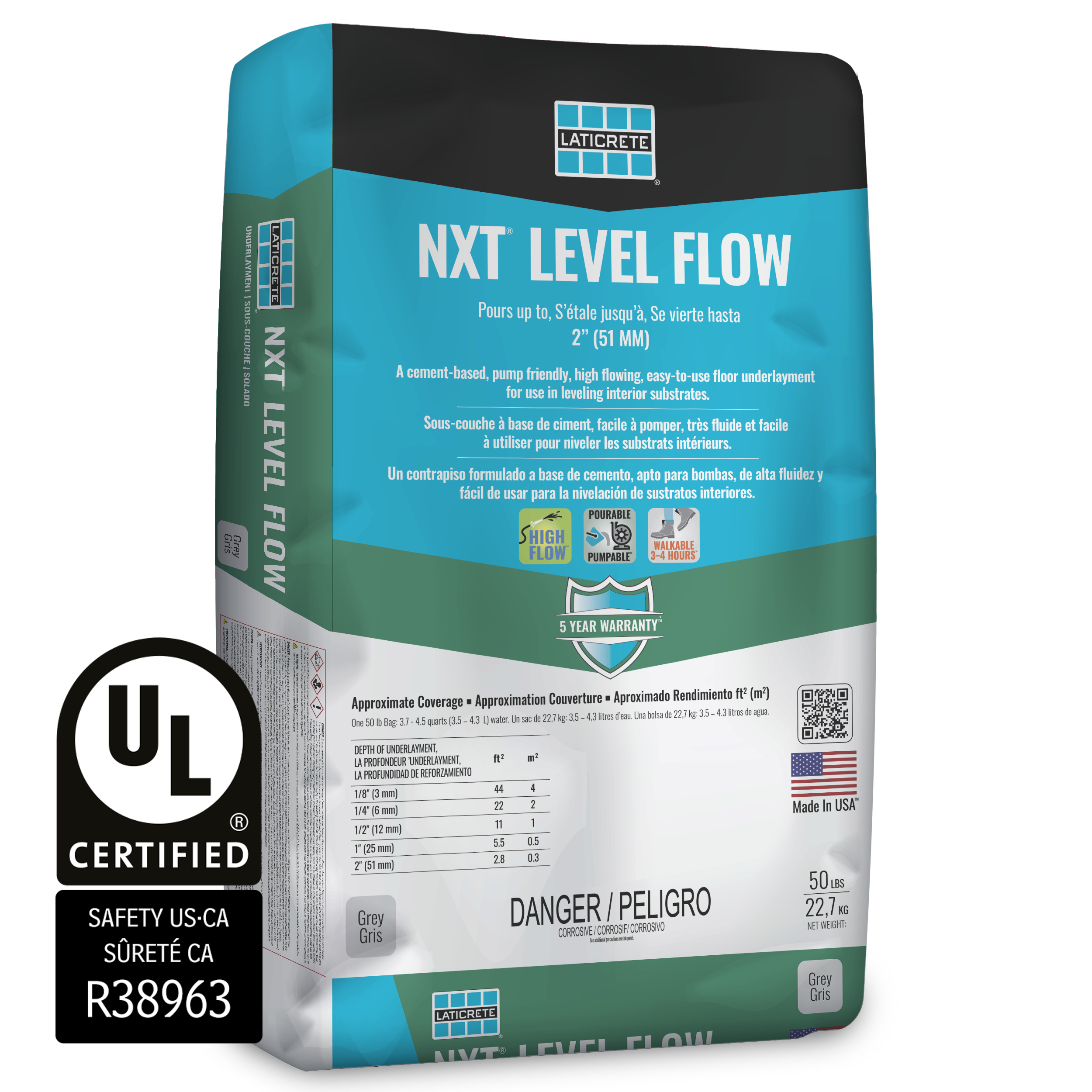 Laticrete - NXT Level Flow Sous-couche à base de ciment autonivellante gris 50 lb