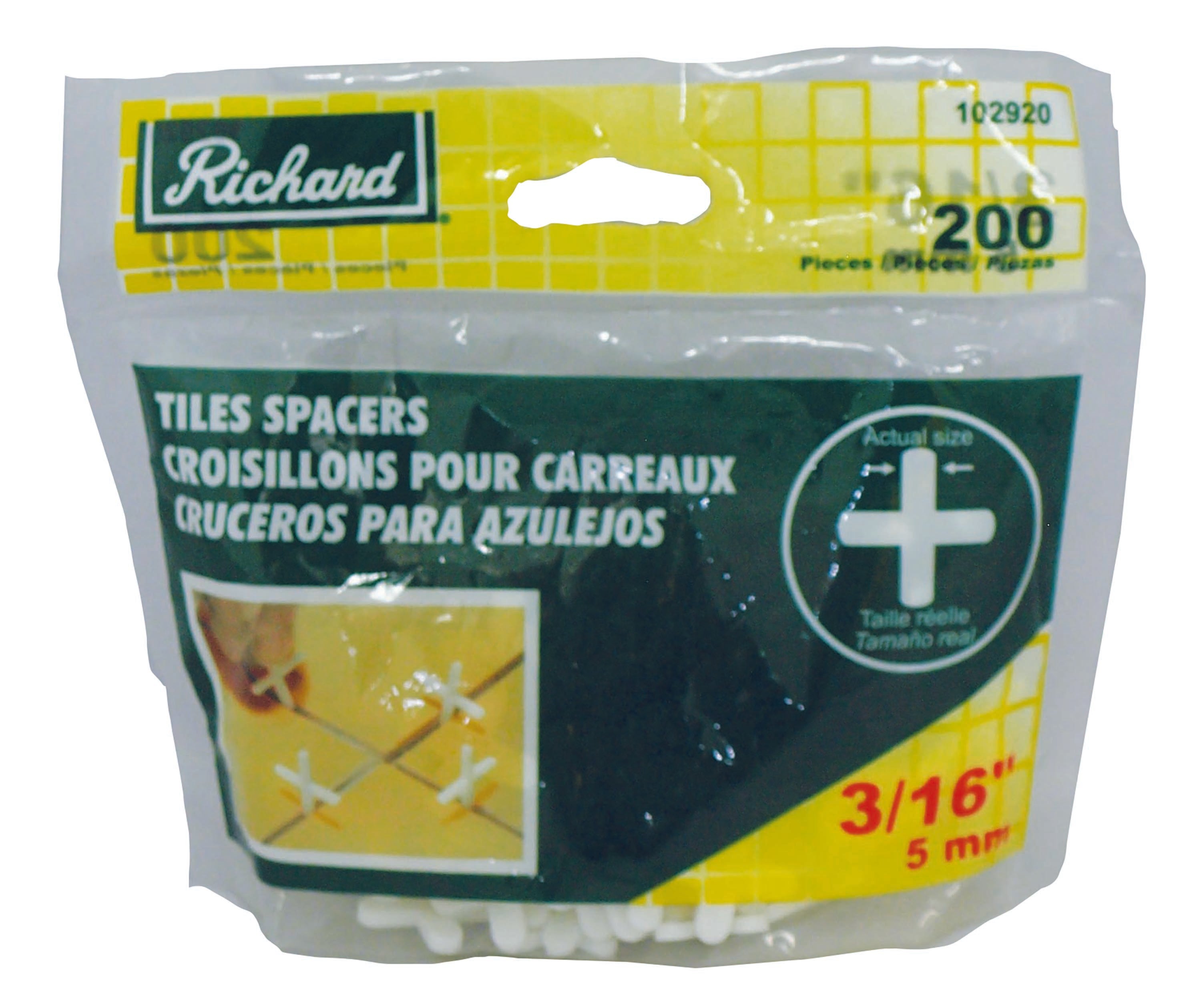 Richard - Croisillons pour tuiles à plancher 3/16" (paquet de 200)