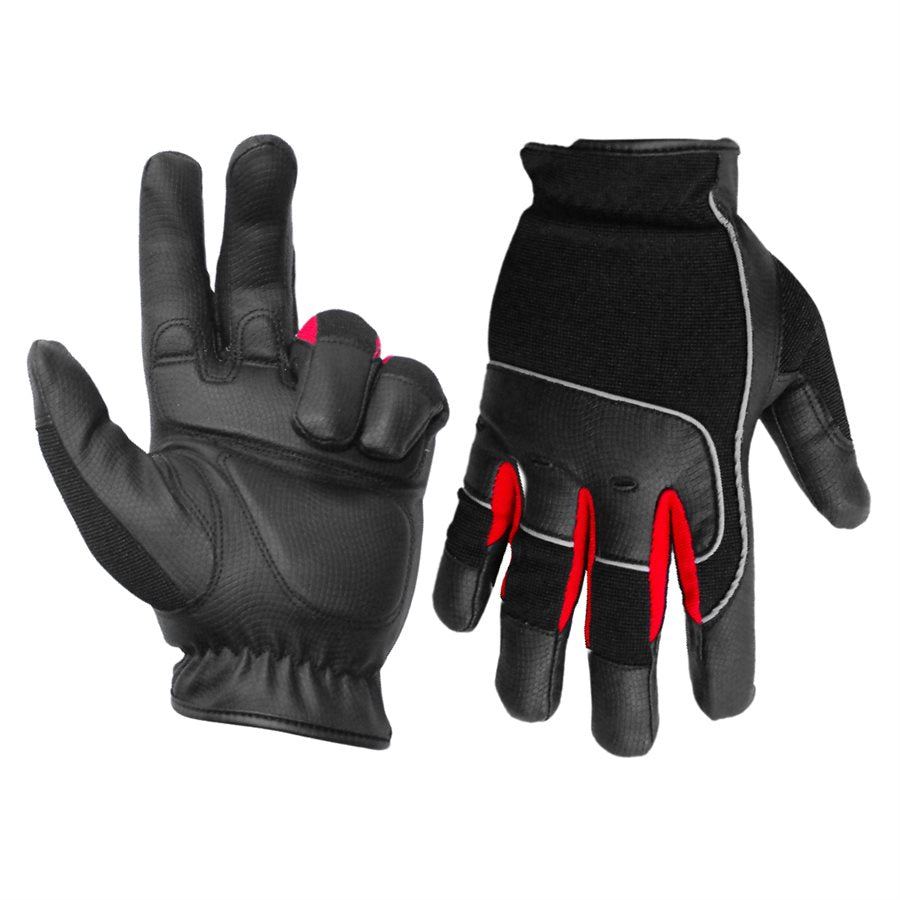 Toolway - 1 Paire de Gant d'Entrepreneur Anti-Vibrations Noir et Rouge avec Paume Noir (Large)