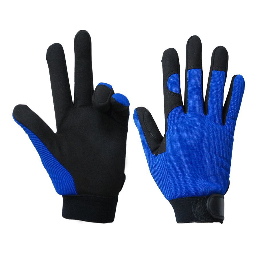 Toolway - 1 Paire de Gants de Mécanicien Bleu et Noir avec paume Cuir synthétique Noir (X-Large)