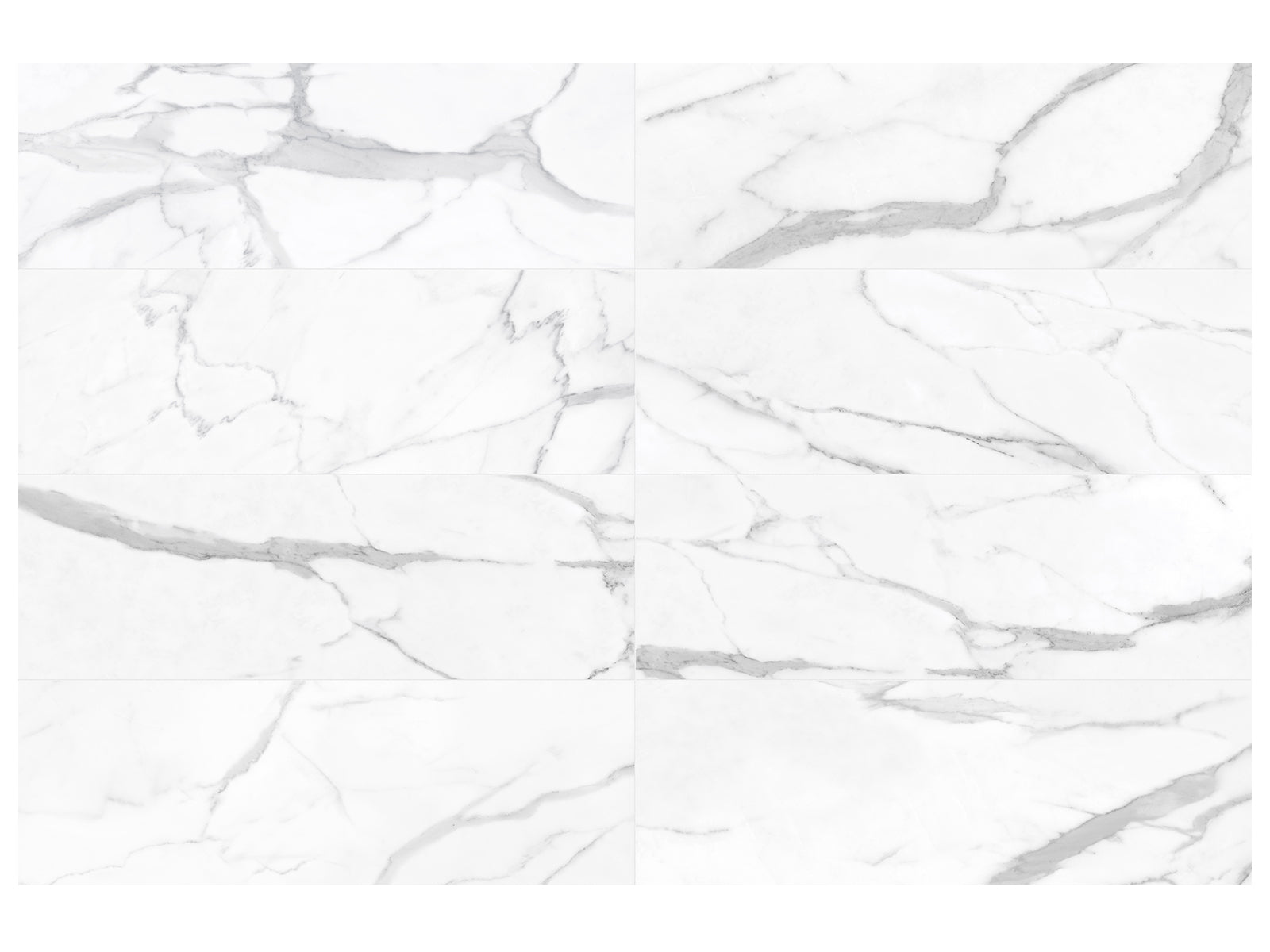 Anatolia - Raffino - Statuario Valore - Tuile murale de céramique émaillée aspect marbre, fini mat, rectifiée 30 x 90 cm (12 x 36 po)