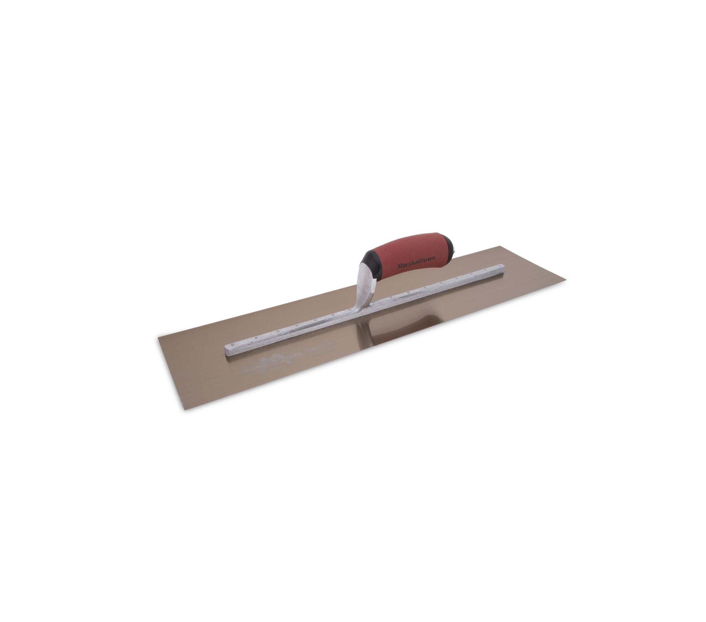 Marshalltown - Truelle de finition en acier inxoydable doré 5" x 20" avec poignée Durasoft courbée