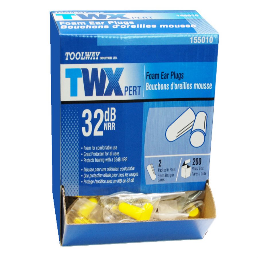 Toolway - Bouchons d’oreilles en mousse (paquet de 200)