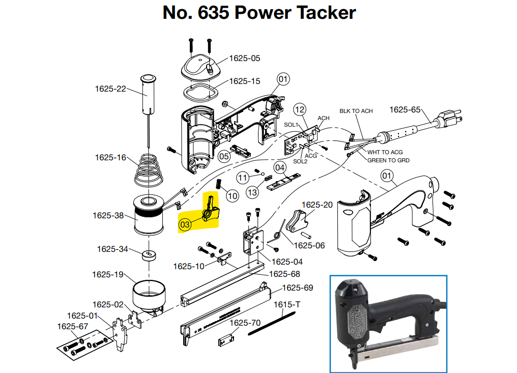 Crain - Gâchette de remplacement pour le Power Tacker No. 635