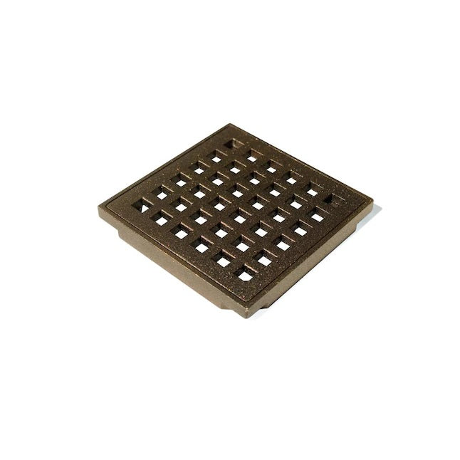 Wedi - Plaque de recouvrement du drain de douche Fundo en bronze frotté à l'huile 4" x 4" x 15/64"