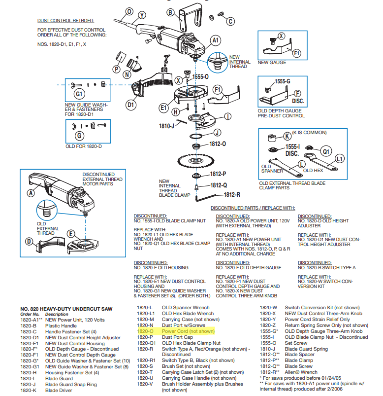 Crain - Cordon d'alimentation pour no. 820
