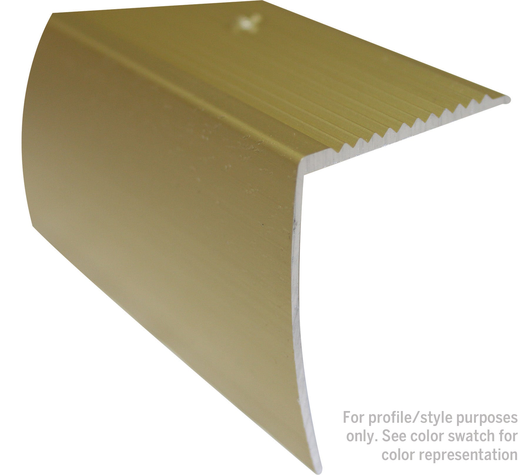 M-D PRO - Nez de marche en aluminium avec tombant Or anodisé martelé 2" x 12'