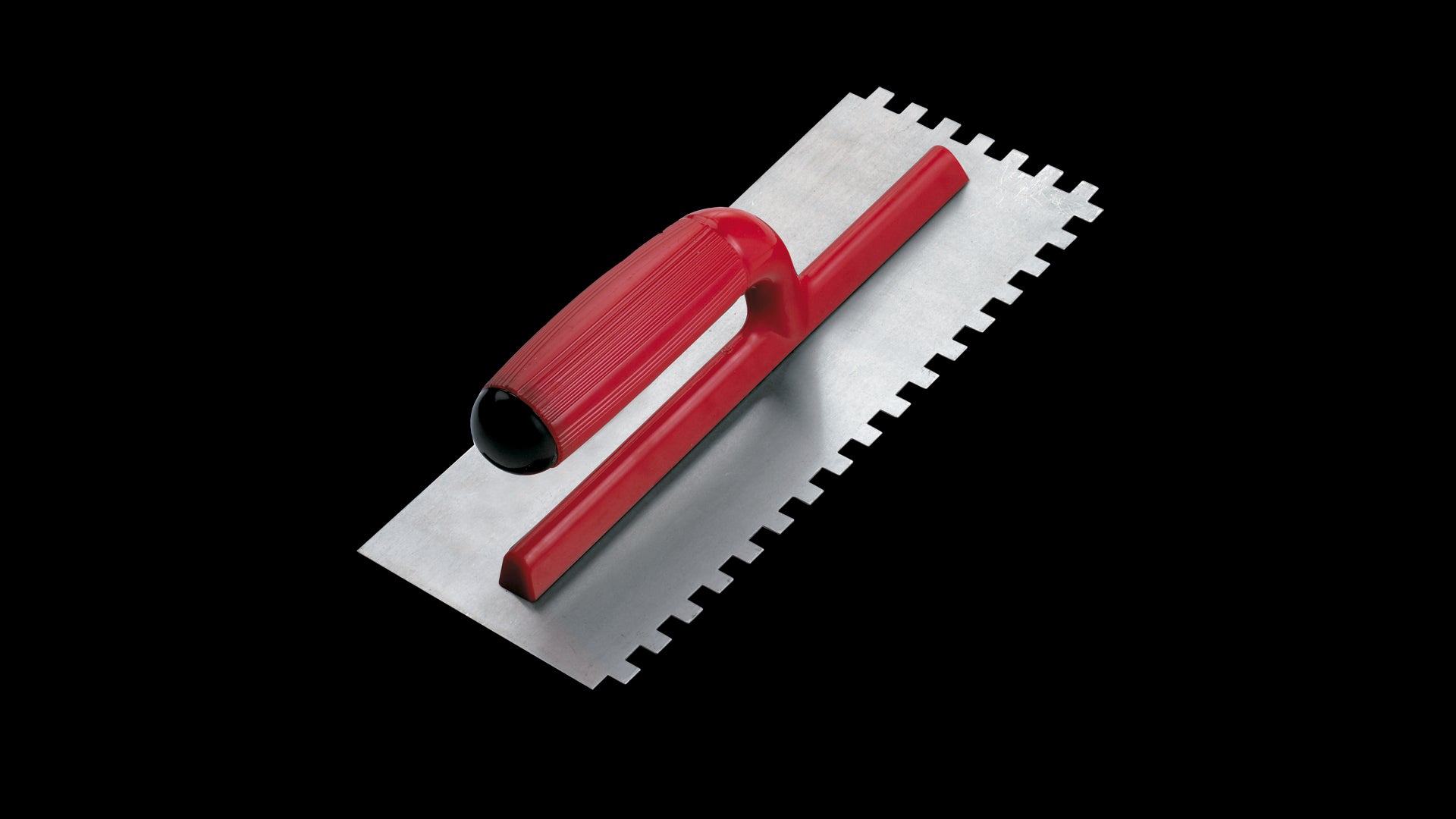 Rubi - Truelle à dents carrées 4" x 11" en acier avec poignée ouverte bi-couleur en plastique 5/16" x 5/16"