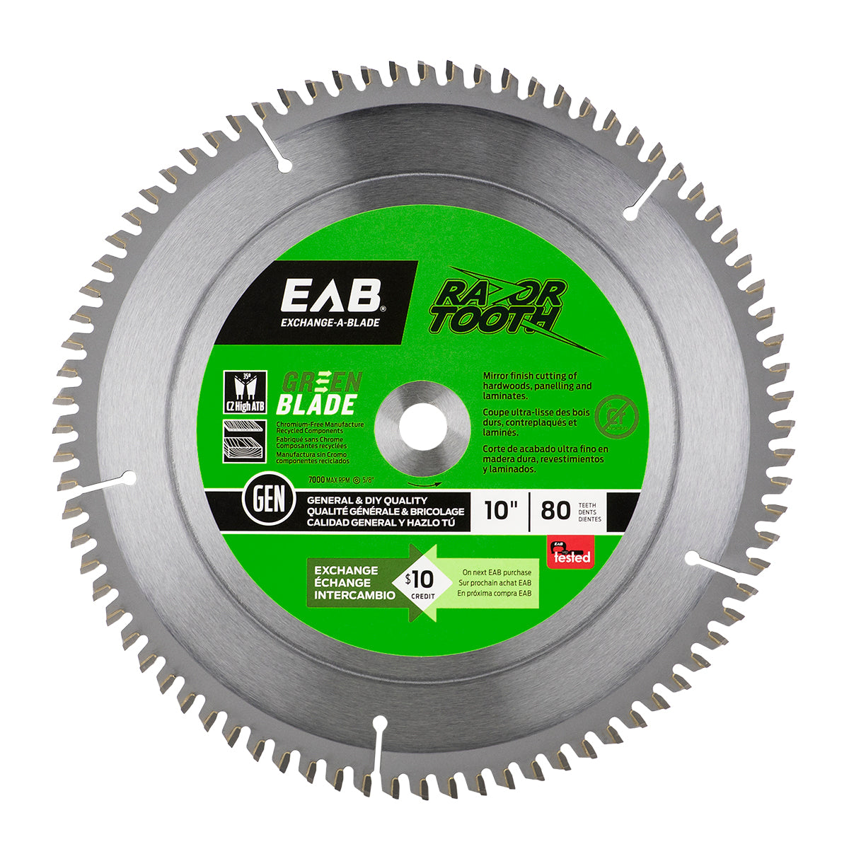 EAB - Lame de scie au carbure RazorTooth Série verte 80 dents 10"