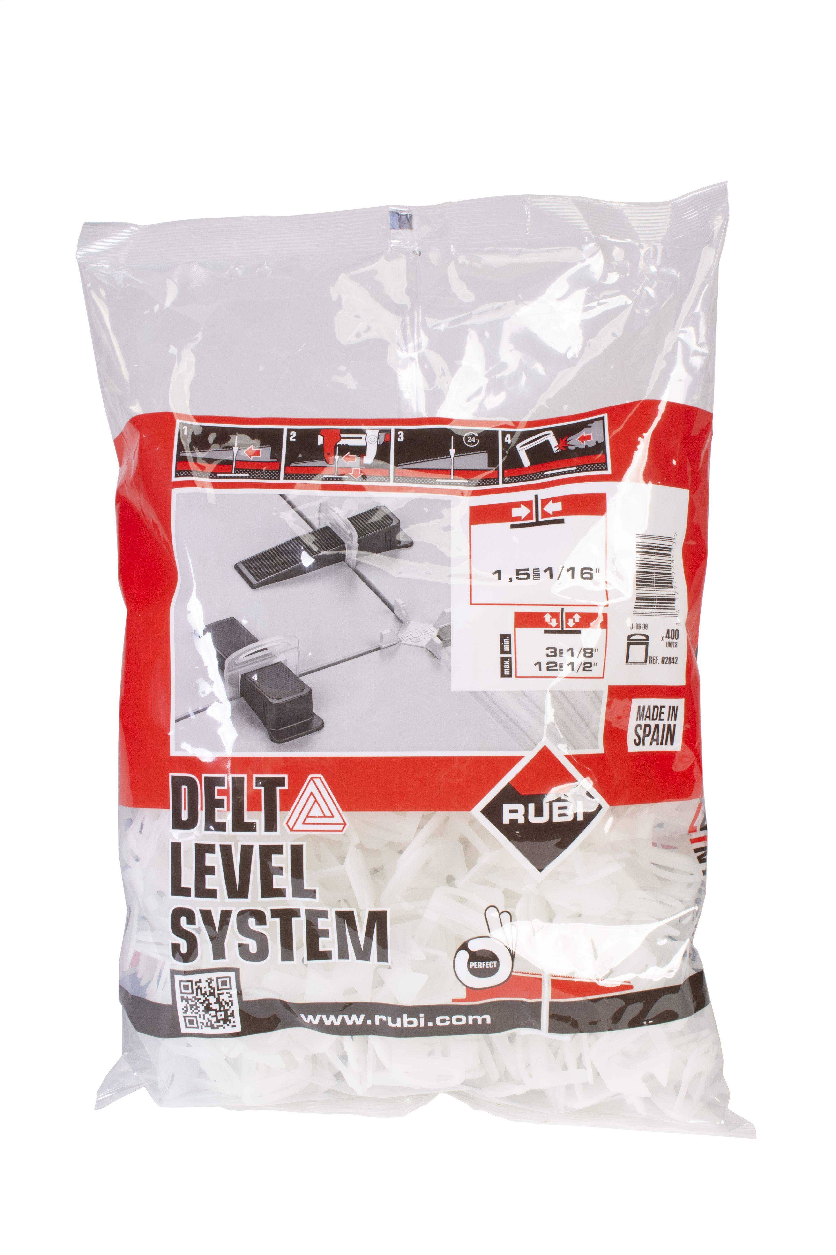 Rubi - Coins Delta Tile Leveling Clips 1/32" x 1/8" x 1/2" (Paquet de 400)