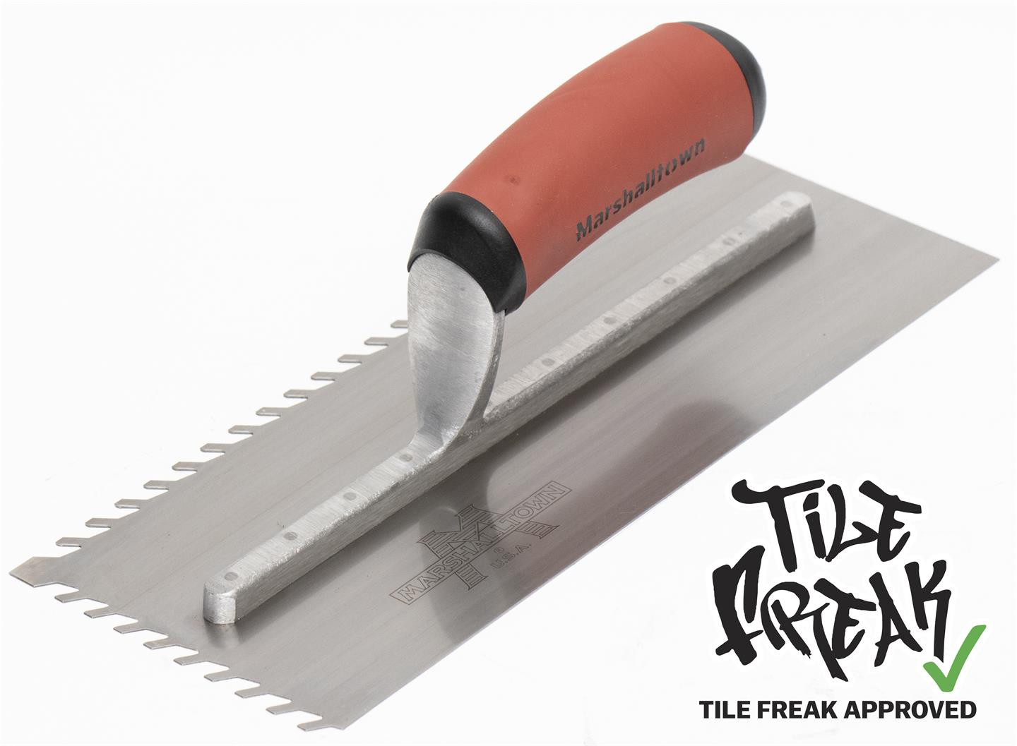 Marshalltown - Truelle à dents en forme de vagues 1/4" LayFlat 4-1/2" x 11" avec poignée DuraSoft