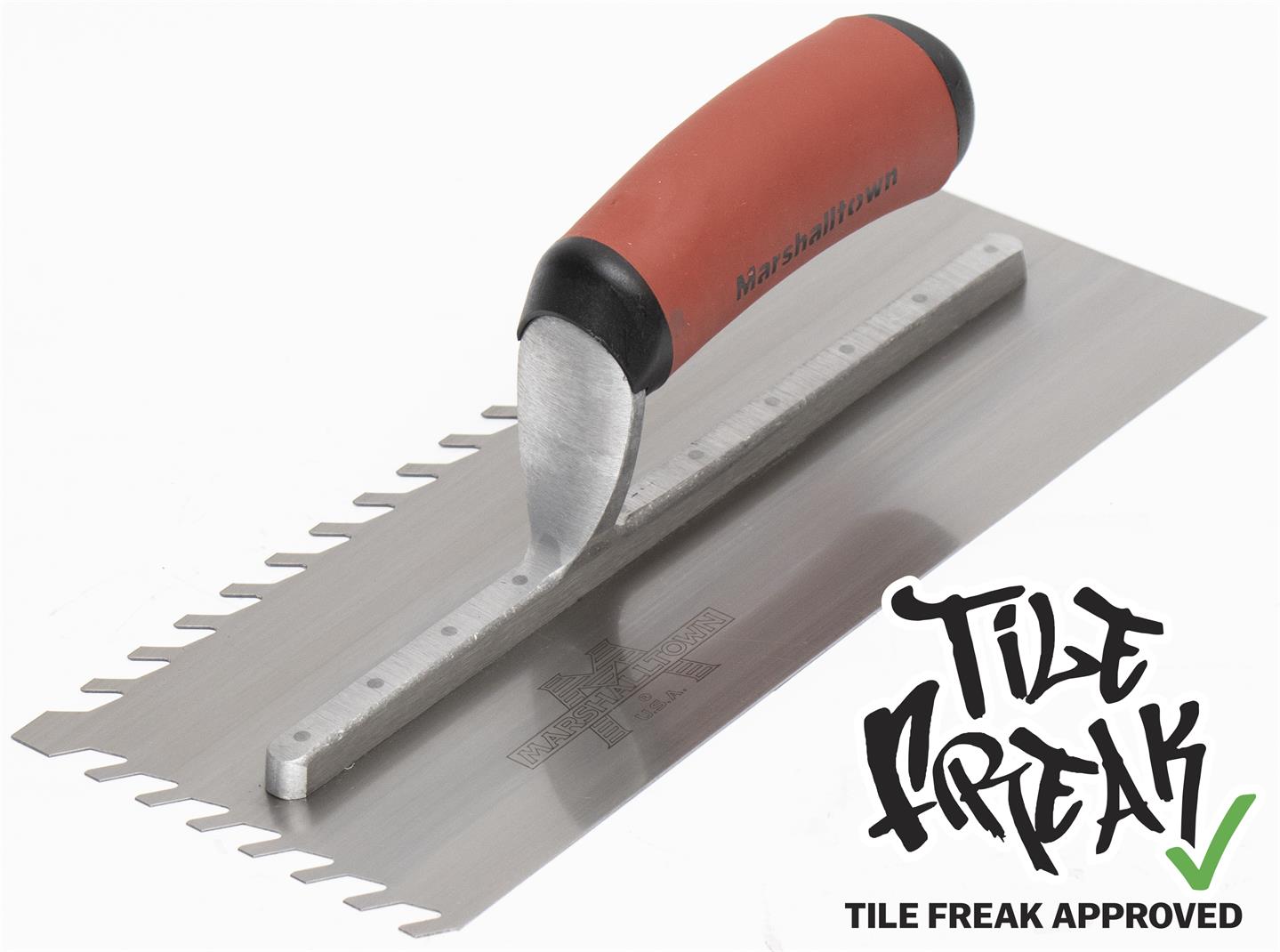Marshalltown - Truelle à dents en forme de vagues 3/8" LayFlat 4-1/2" x 11" avec poignée DuraSoft