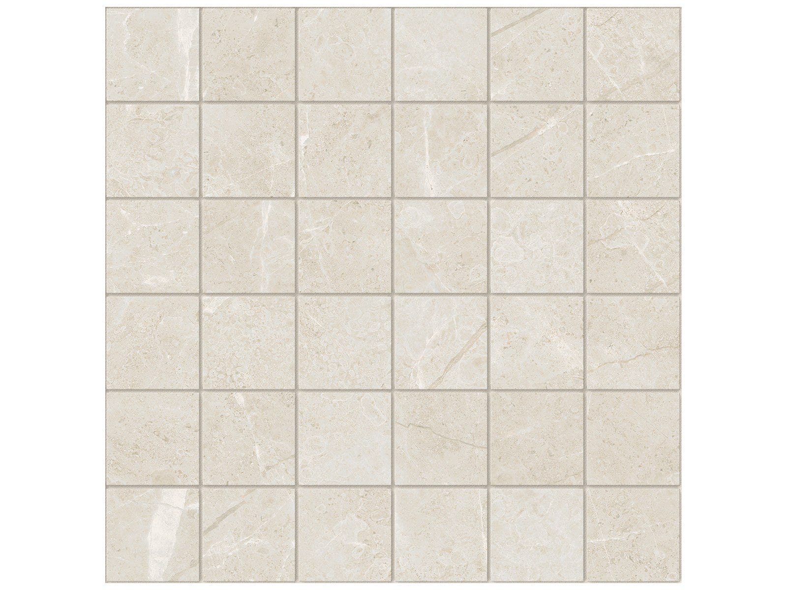 Anatolia - Torino - Avorio - Mosaïque de porcelaine émaillée aspect pierre, fini mat 5 x 5 cm (2 x 2 po)