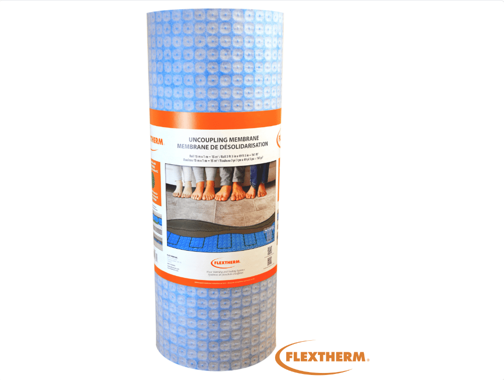 3' 3" x 49' 5" - 5.5. mm (161 pi²) - Flexdeco Membrane de désolidarisation en rouleau pour plancher chauffant ||CPSMD - Ceramed