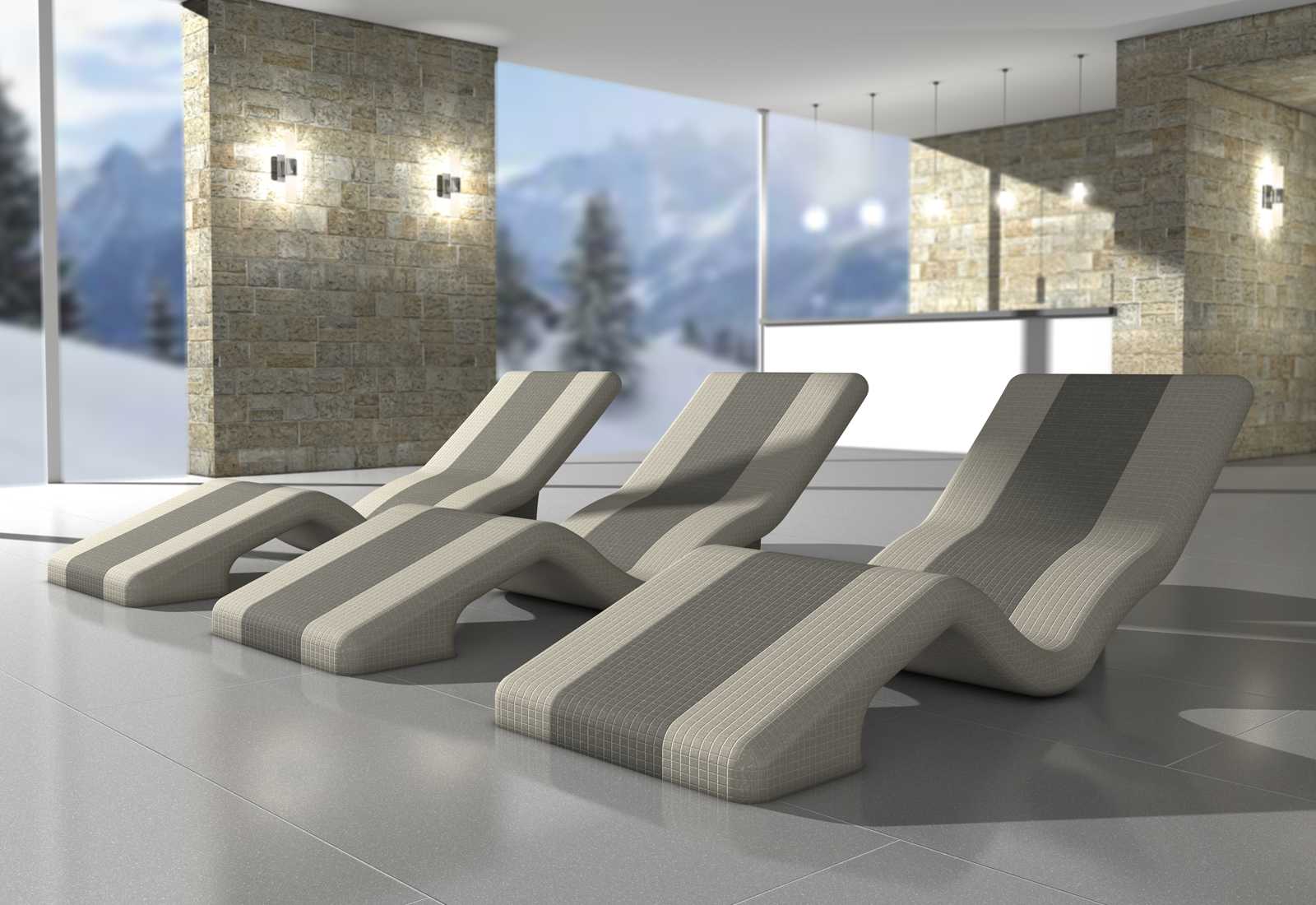 Wedi - Chaise longue Sanoasa 4 sans chauffage 27-9/16" x 79-5/16" x 36" ||076400053