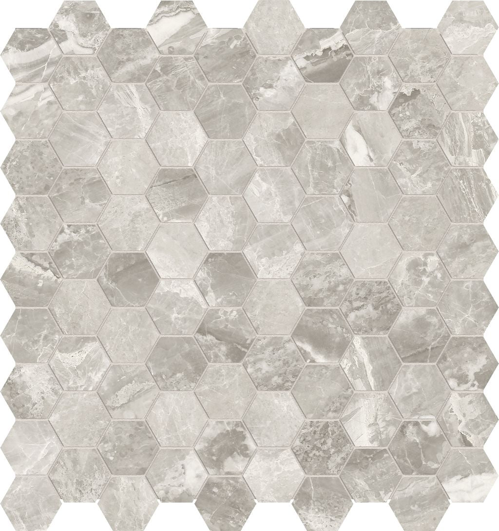 Anatolia Céramique mosaïque Mayfair Stella Argento Hexagone Lustré - 1.25" ||4501-0148-1