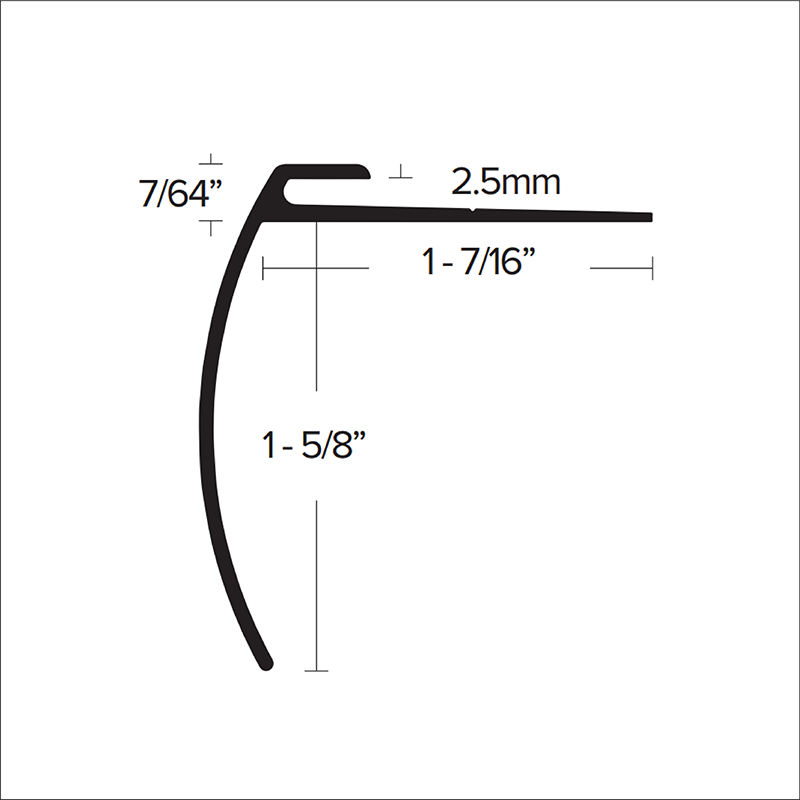 Futura Transitions - Nez d'escalier pour vinyle LVT 625 en Aluminium noir gravé 3/32" (2.5 mm) x 17/16" x 12'