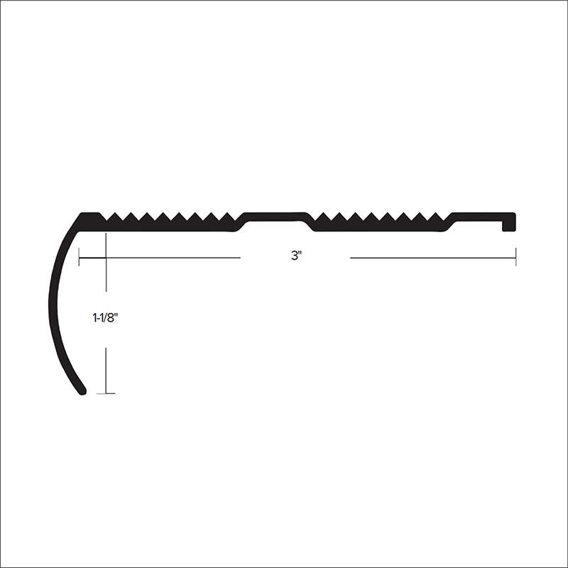 Futura Transitions - Nez de marche commercial en aluminium anodisé poli argenté 1-1/8" (28.6 mm) x 3" x 12'
